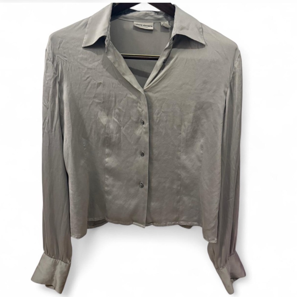 Vintage Valerie Stevens silver Silk blouse